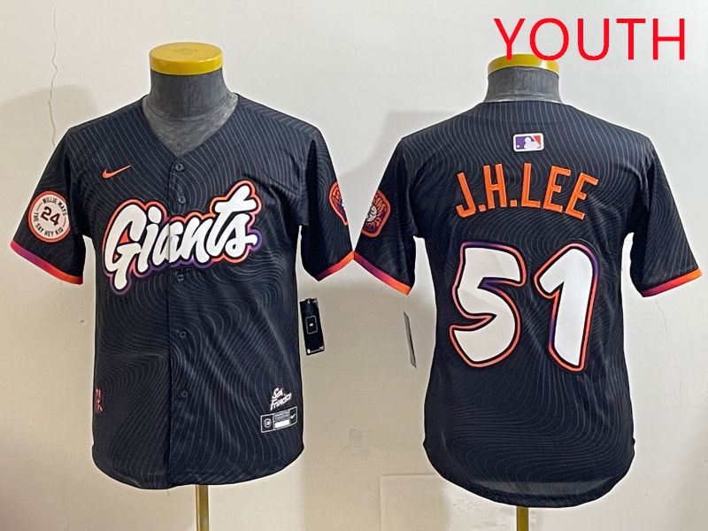 Youth San Francisco Giants #51 J.H.Lee Black Joint Name 2025 Nike MLB Jersey style 9